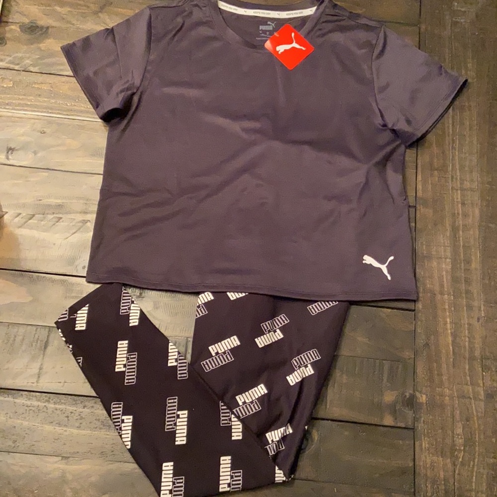 Puma Women’s Power High Waist Leggings & Puma Cropped Short Sleeve Tee - Picture 4 of 9
